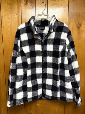 Checkered Coat Black & White Full Zip Size XL